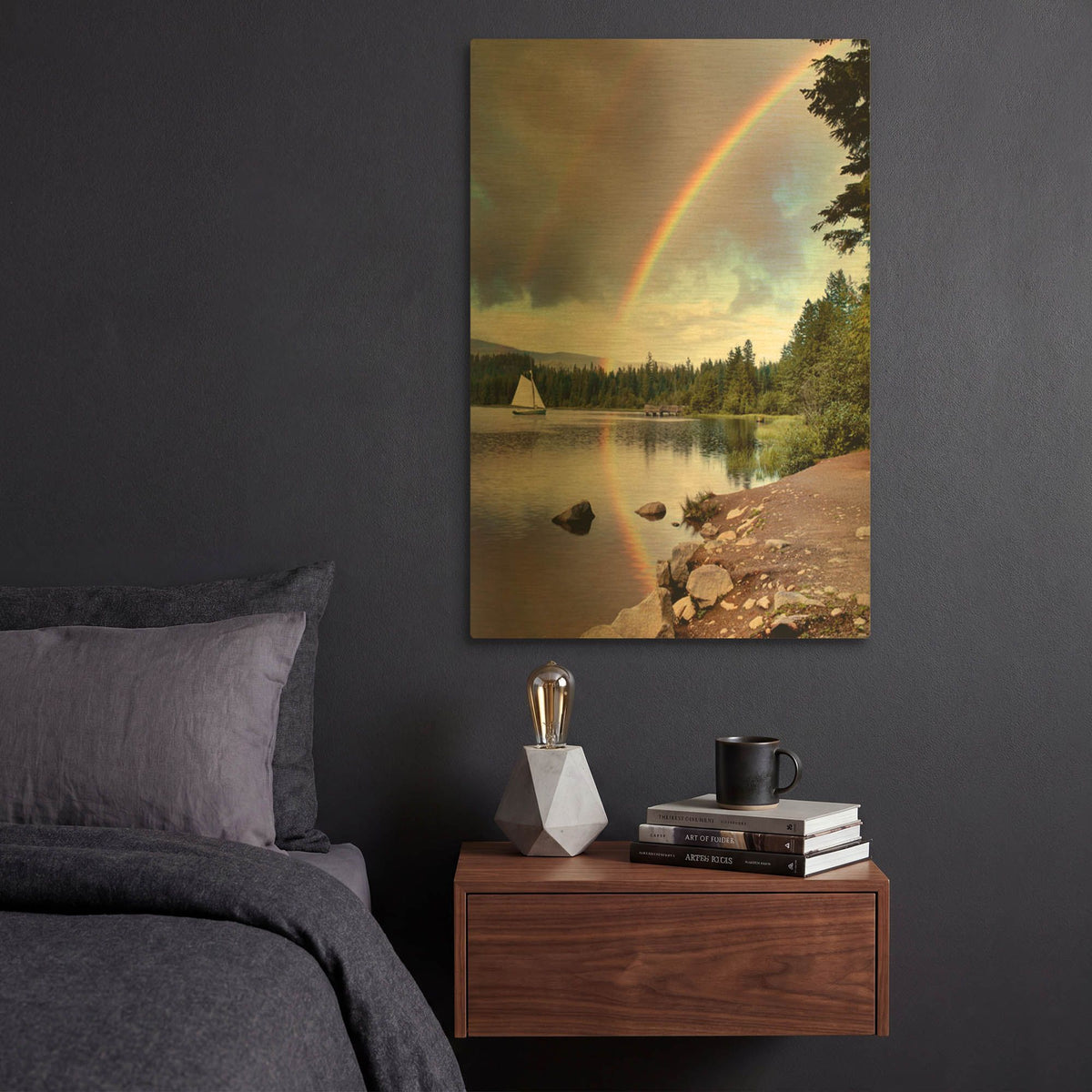 'Sailing Under Rainbows, Oregon 97' By Monte Nagler Gold Metal Wall Art