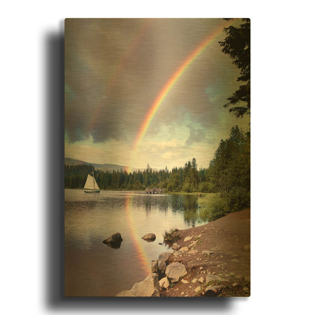 'Sailing Under Rainbows, Oregon 97' By Monte Nagler Gold Metal Wall Art