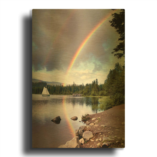 'Sailing Under Rainbows, Oregon 97' By Monte Nagler Gold Metal Wall Art