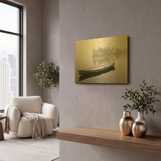 'Lone Canoe, Nova Scotia, Canada 04' By Monte Nagler Gold Metal Wall Art