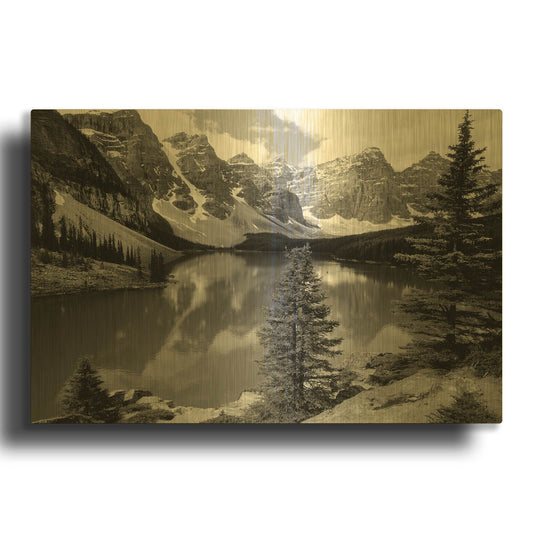 'Moraine Lake, Canadian Rockies, Canada 94' By Monte Nagler Gold Metal Wall Art