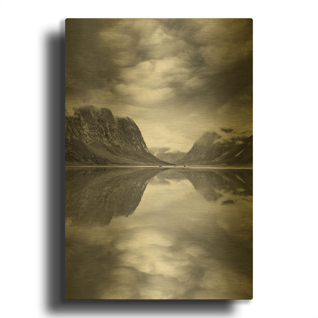 'Mountain Reflections 2, Canada 81' By Monte Nagler Gold Metal Wall Art
