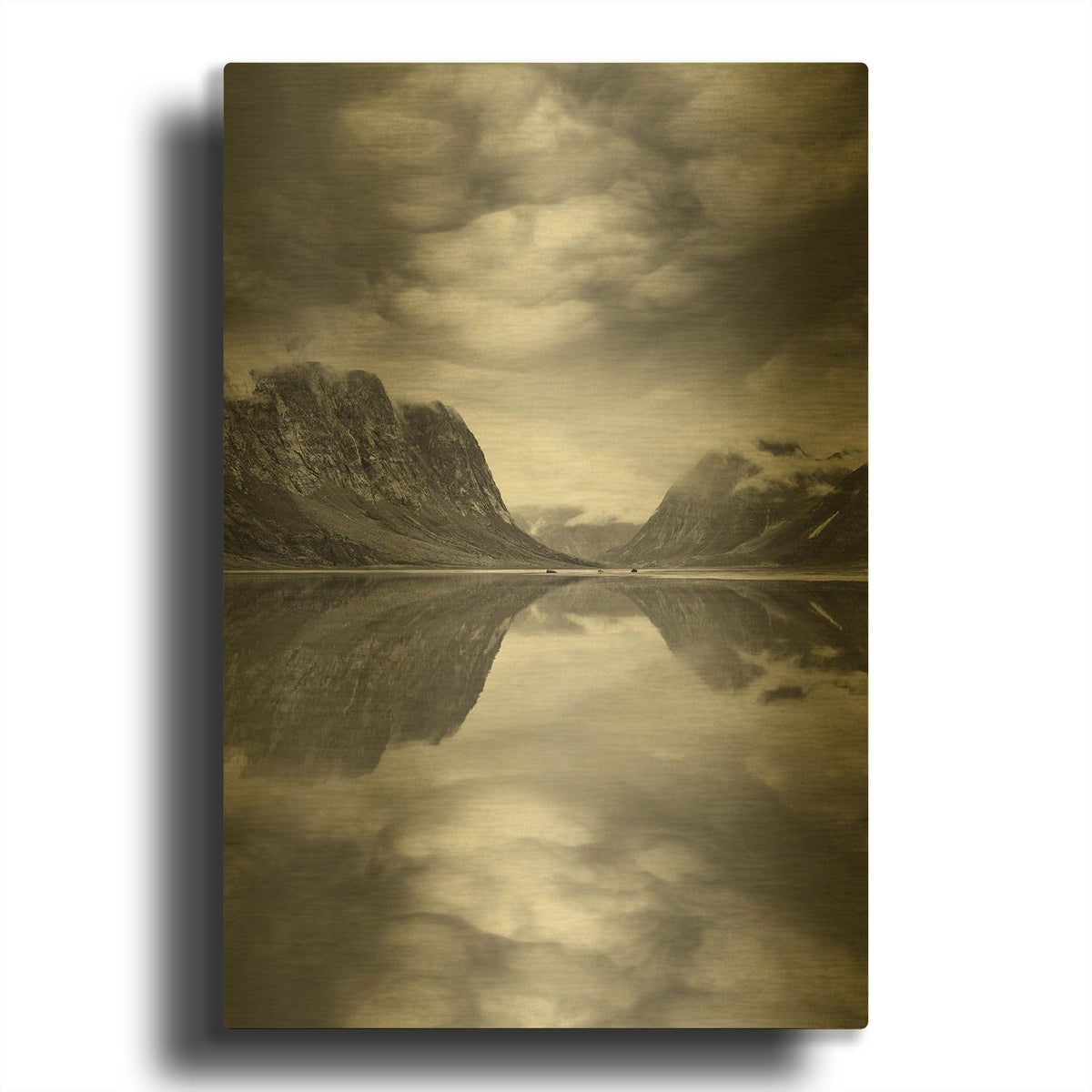 'Mountain Reflections 2, Canada 81' By Monte Nagler Gold Metal Wall Art