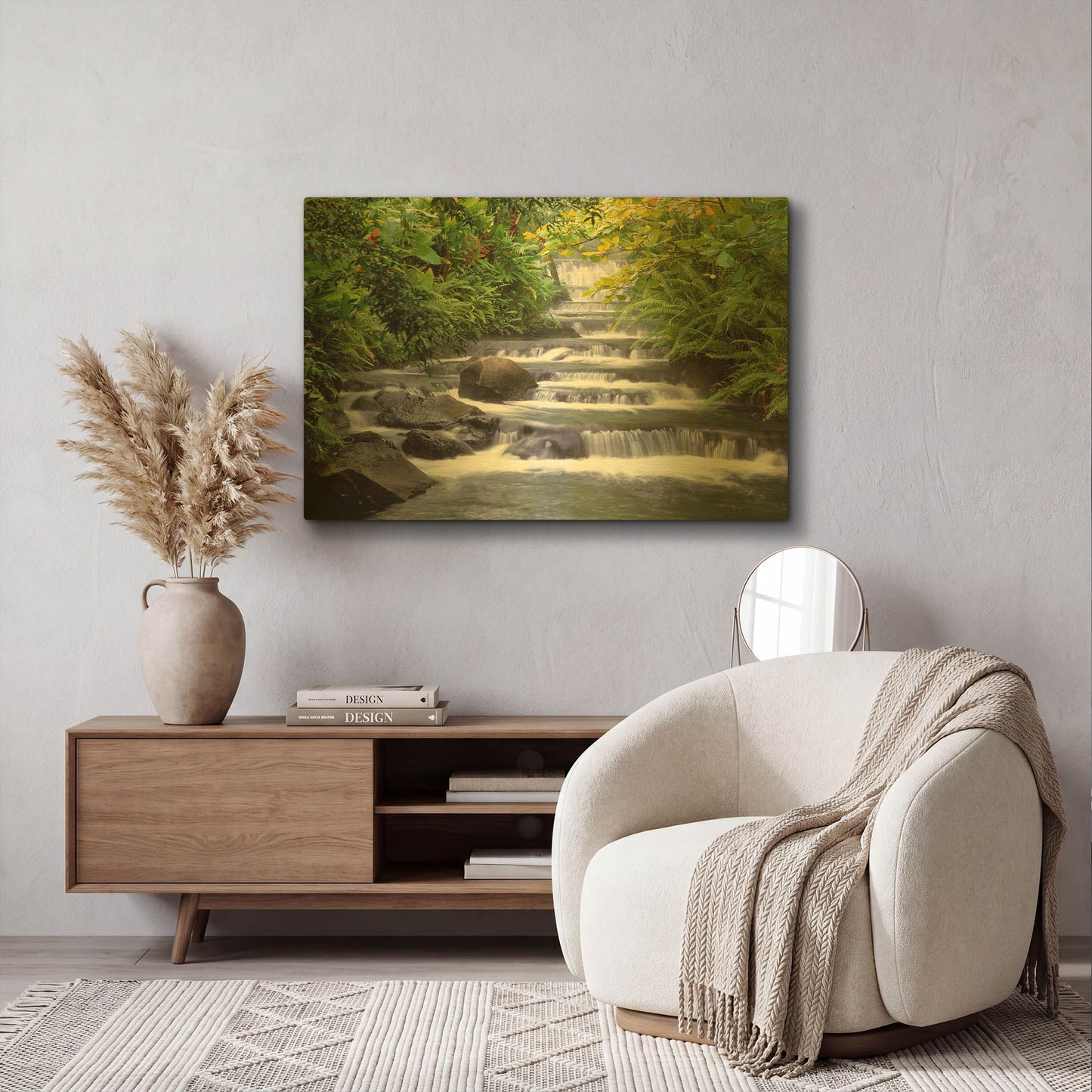 'Terraced Falls' By Monte Nagler Gold Metal Wall Art