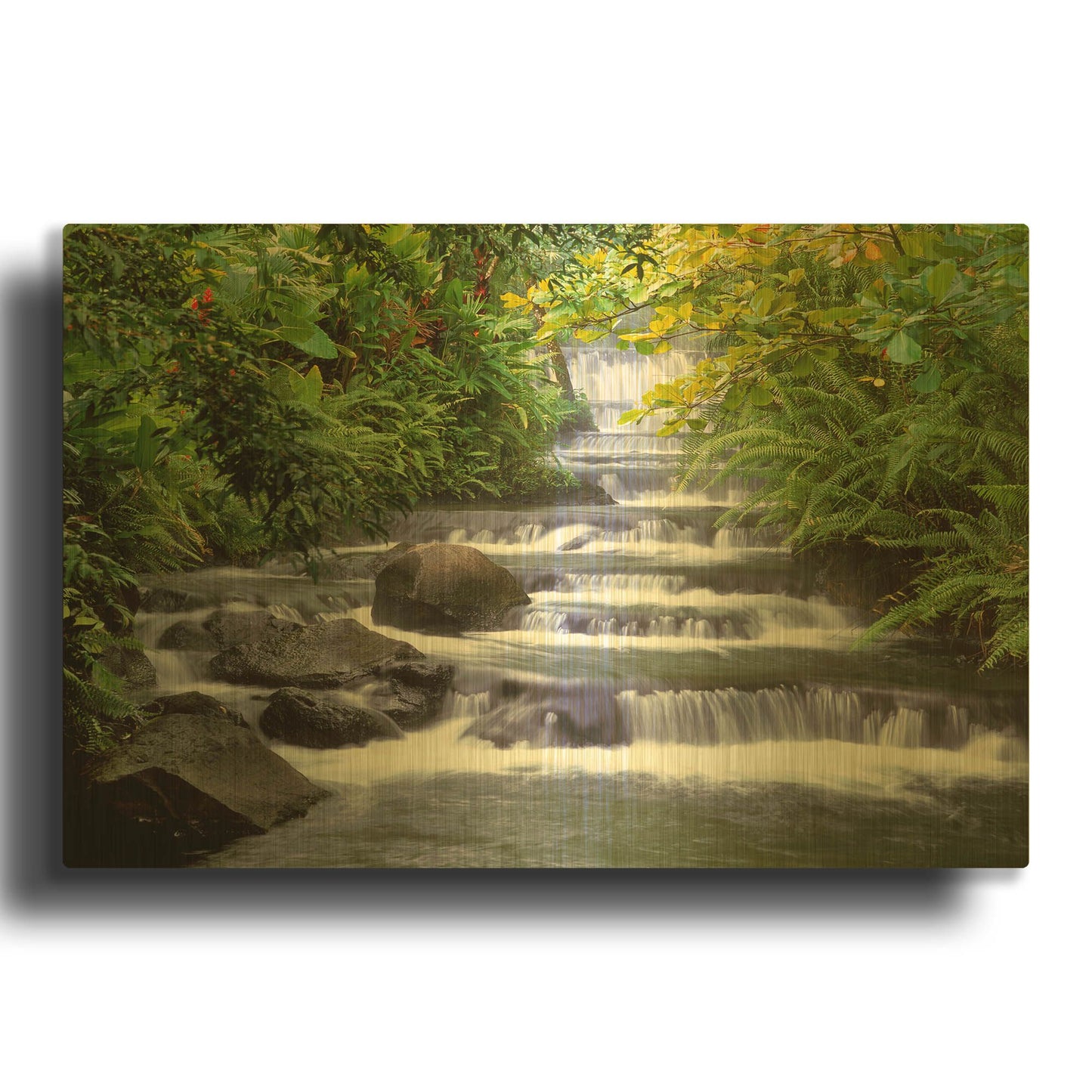 'Terraced Falls' By Monte Nagler Gold Metal Wall Art