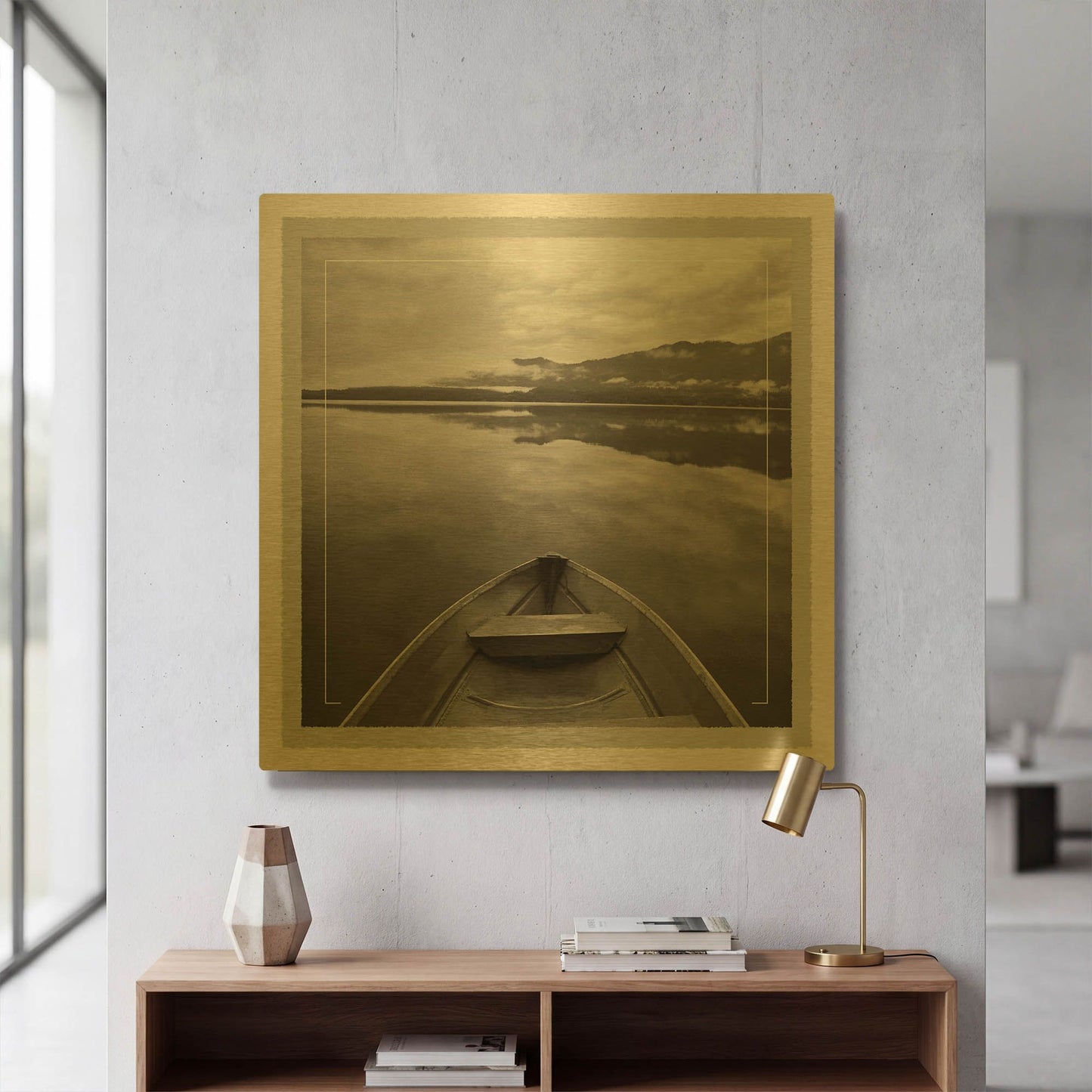 'Lake Quinault' By Monte Nagler Gold Metal Wall Art