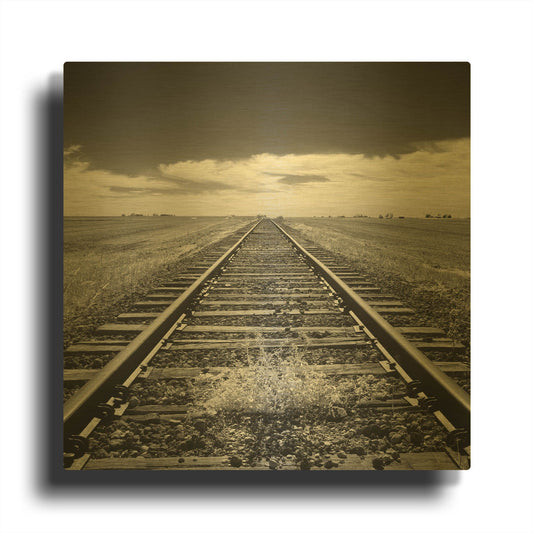 'Tracks To Infinity' By Monte Nagler Gold Metal Wall Art
