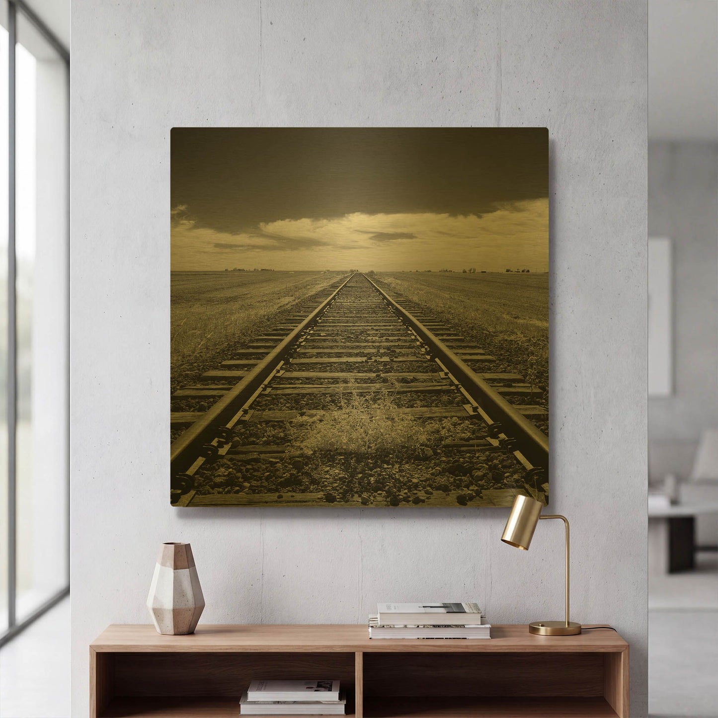 'Tracks To Infinity' By Monte Nagler Gold Metal Wall Art