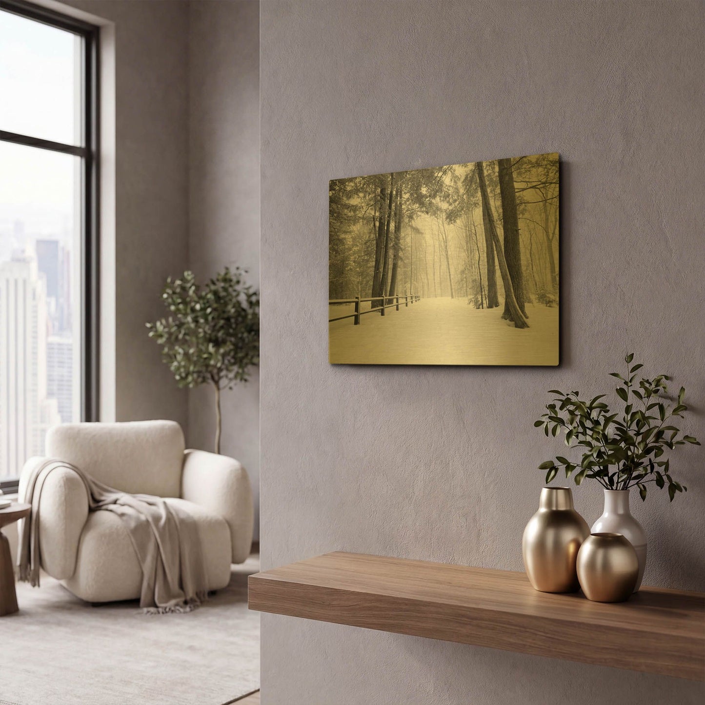 'Winter' By Monte Nagler Gold Metal Wall Art