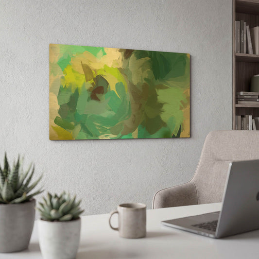 'The Shades of Green Abstract 2' By Irena Orlov Gold Metal Wall Art