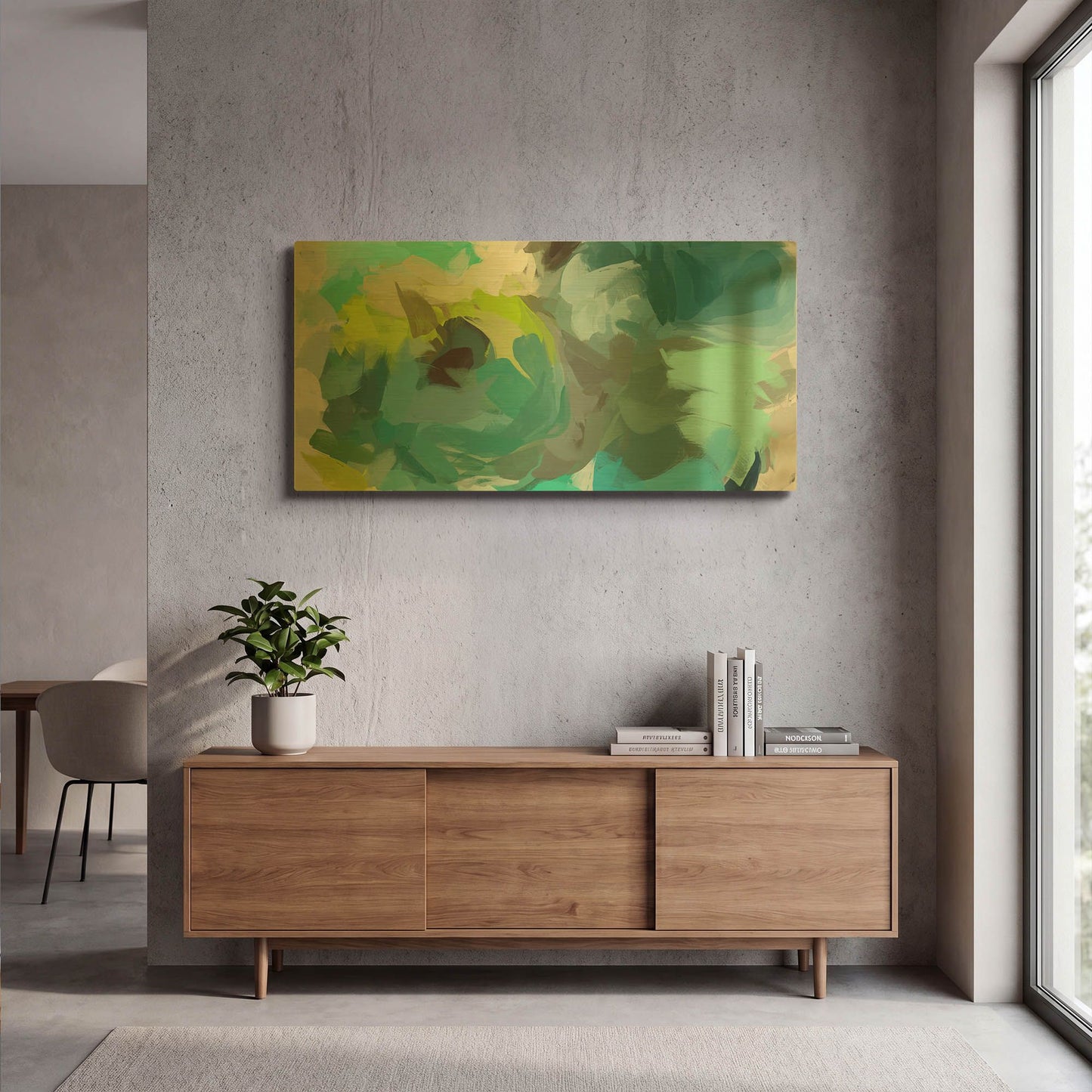 'The Shades of Green Abstract 2' By Irena Orlov Gold Metal Wall Art