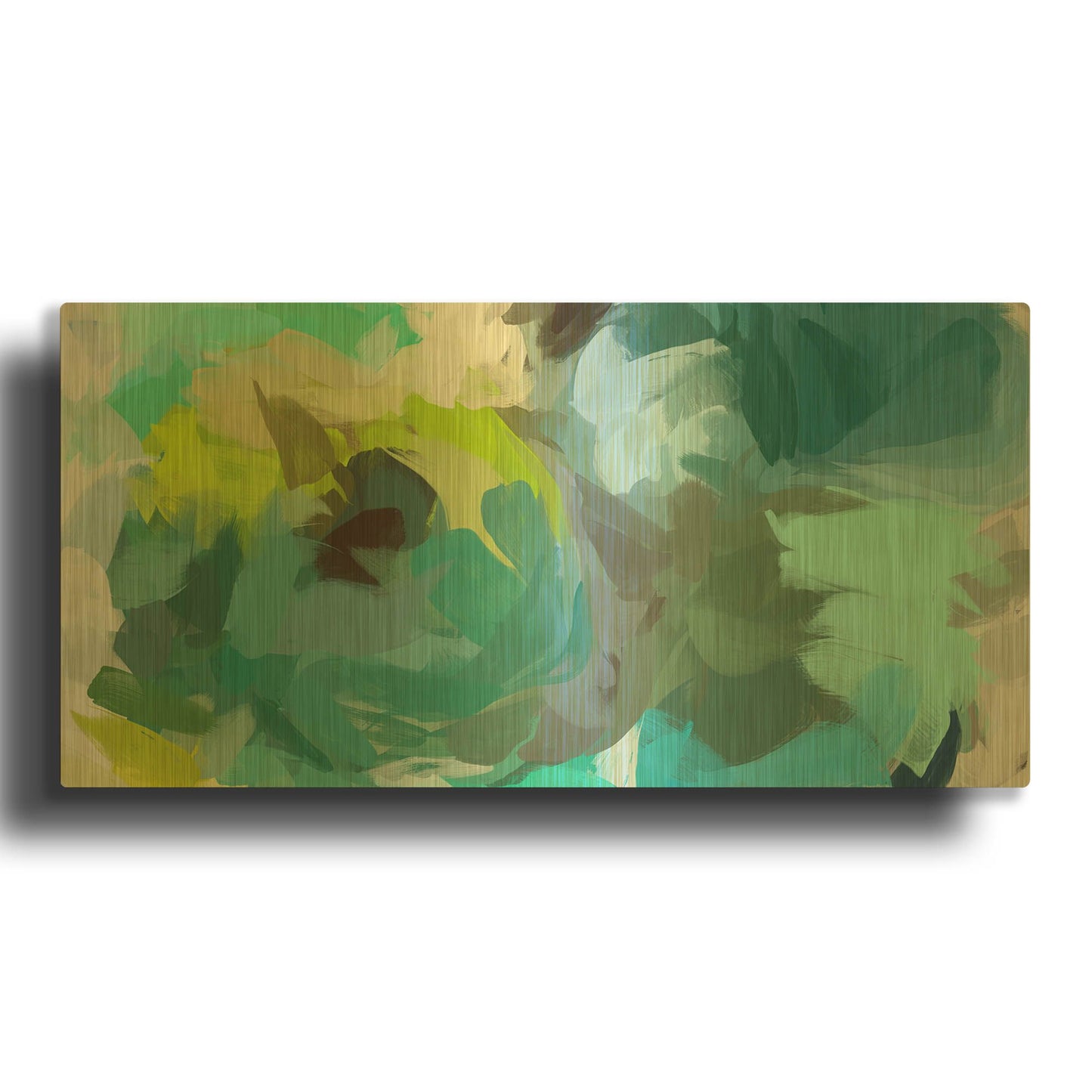 'The Shades of Green Abstract 2' By Irena Orlov Gold Metal Wall Art
