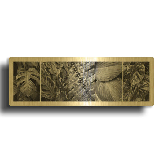 'Leaf Montage' By Monte Nagler Gold Metal Wall Art