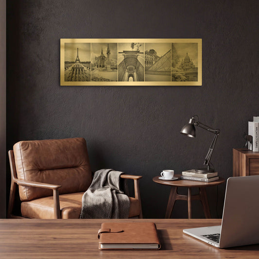 'Paris Montage' By Monte Nagler Gold Metal Wall Art
