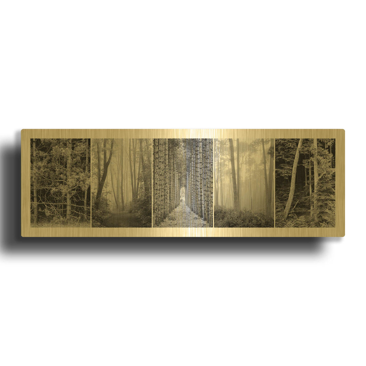 'Tree Montage 1' By Monte Nagler Gold Metal Wall Art