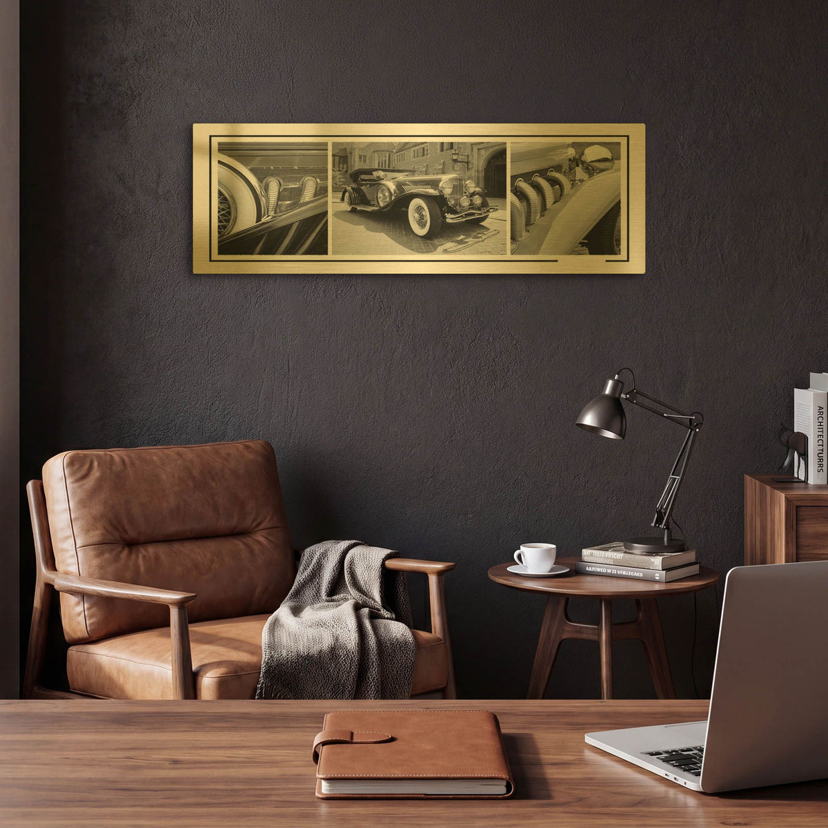 'Dusenberg Montage 2' By Monte Nagler Gold Metal Wall Art