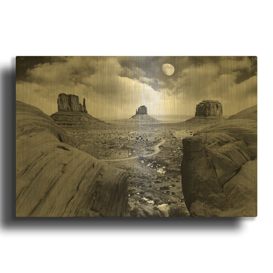 'Monument Valley Moonrise, Arizona 07' By Monte Nagler Gold Metal Wall Art