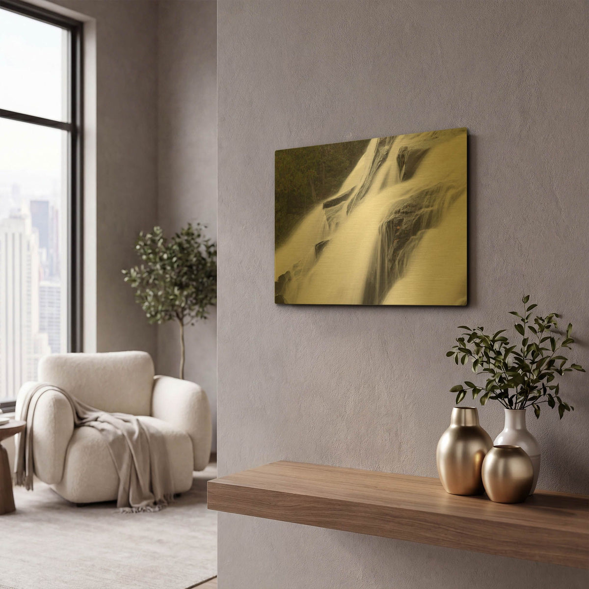 'Bond Falls Detail 2' By Monte Nagler Gold Metal Wall Art