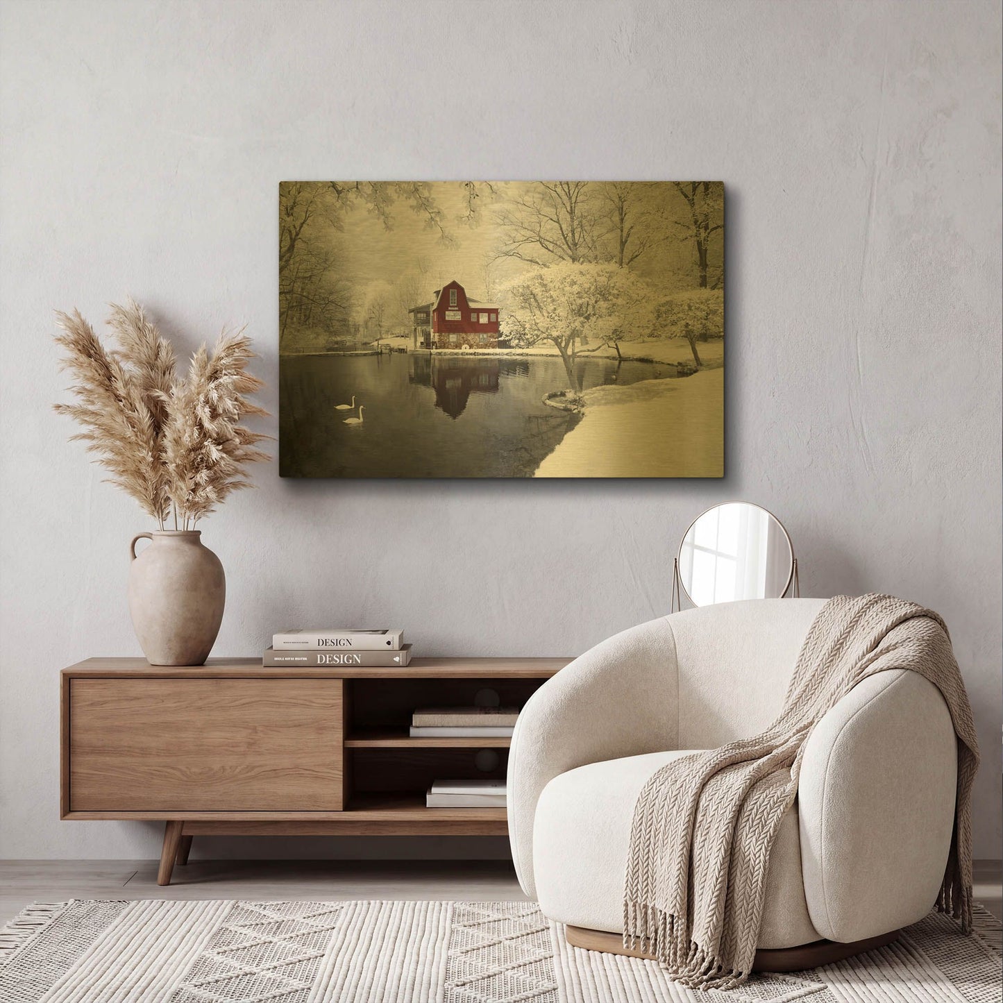 'Peterson Mill' By Monte Nagler Gold Metal Wall Art