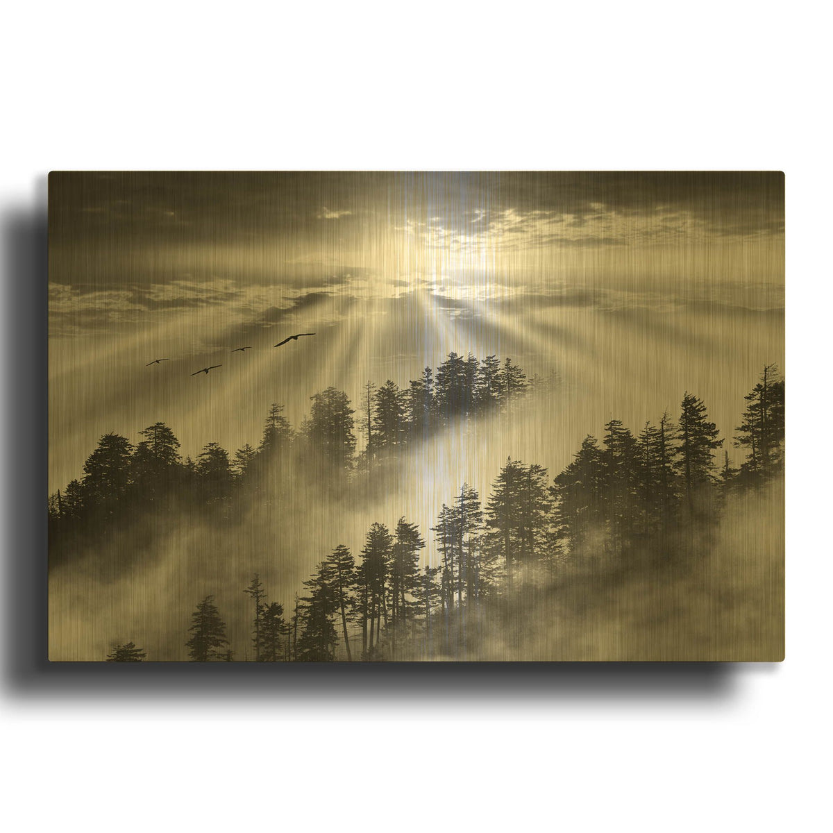 'Smoky Mountain Sunrise, Tennessee' By Monte Nagler Gold Metal Wall Art