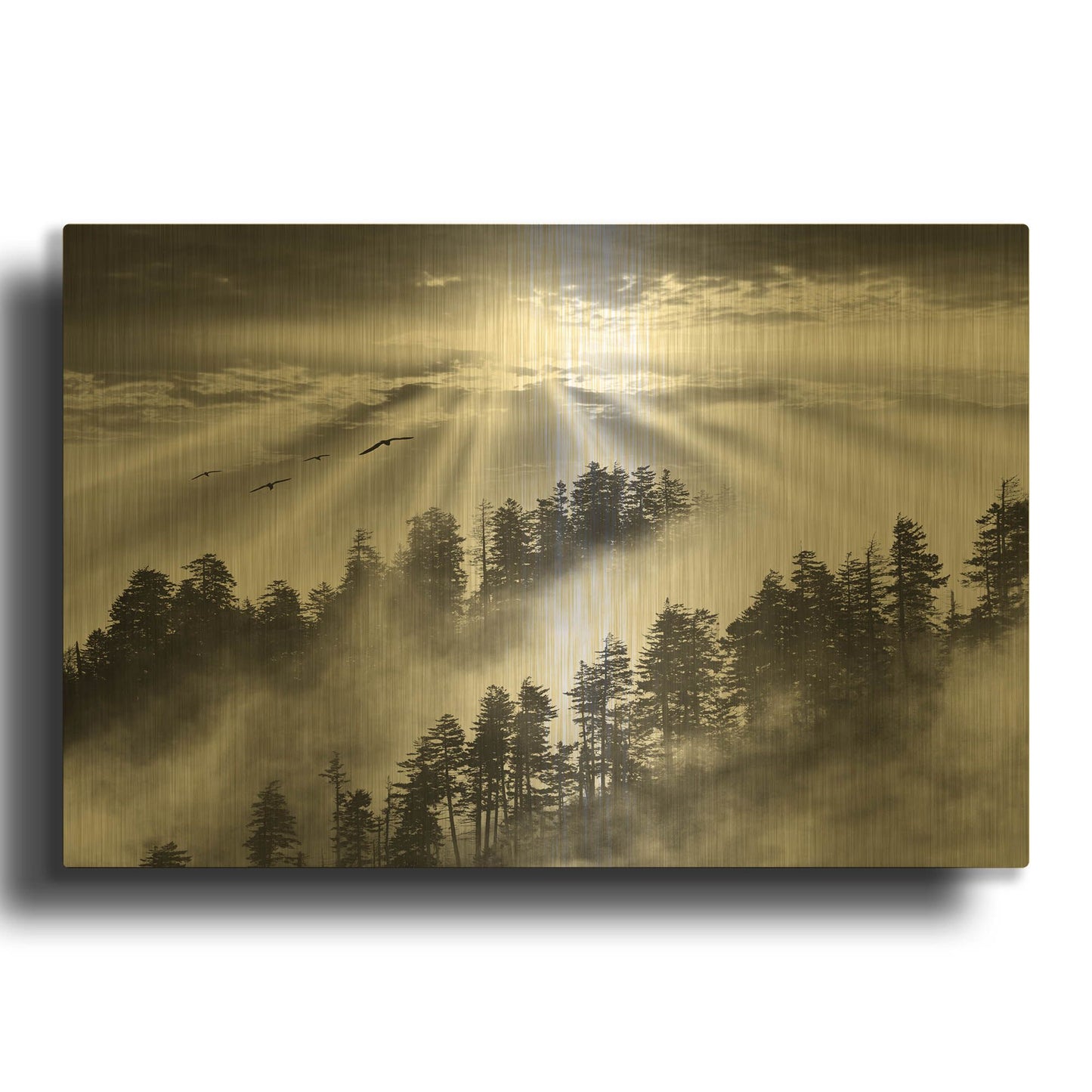 'Smoky Mountain Sunrise, Tennessee' By Monte Nagler Gold Metal Wall Art