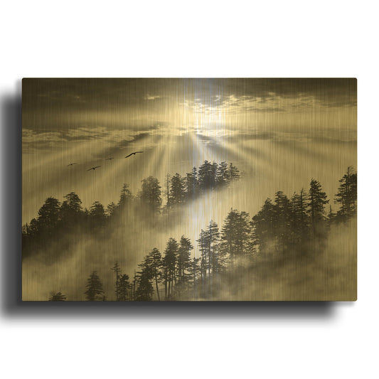'Smoky Mountain Sunrise, Tennessee' By Monte Nagler Gold Metal Wall Art