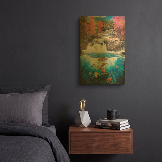 'Fish Falls' By Murray Henderson Fine Art Gold Metal Wall Art