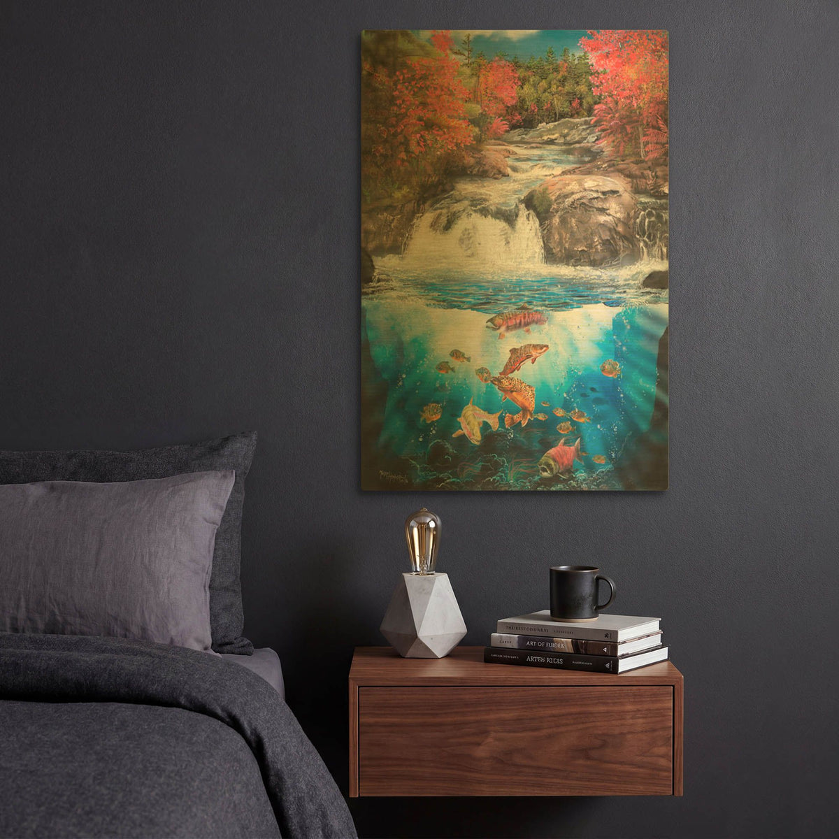 'Fish Falls' By Murray Henderson Fine Art Gold Metal Wall Art