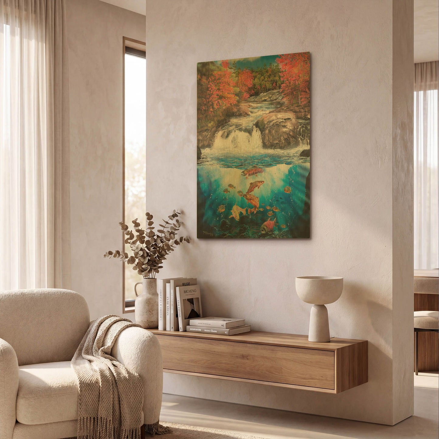'Fish Falls' By Murray Henderson Fine Art Gold Metal Wall Art