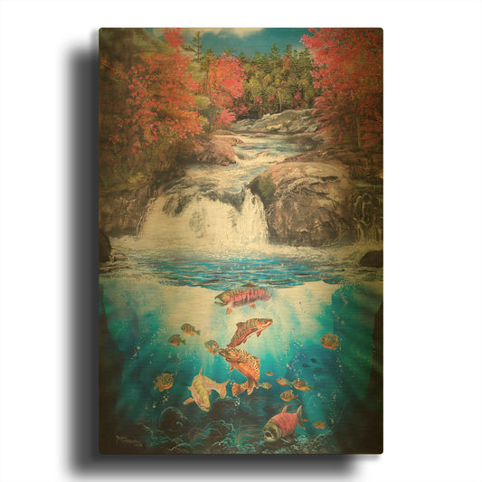 'Fish Falls' By Murray Henderson Fine Art Gold Metal Wall Art