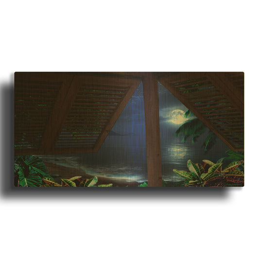 'Tropical Dream Moon View' By Murray Henderson Fine Art Gold Metal Wall Art