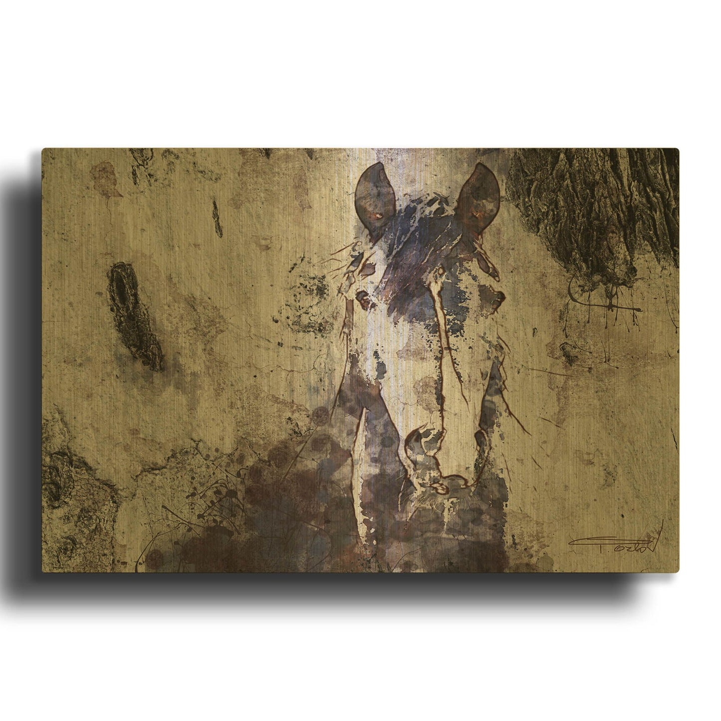 'Mustang Horse 22' By Irena Orlov Gold Metal Wall Art