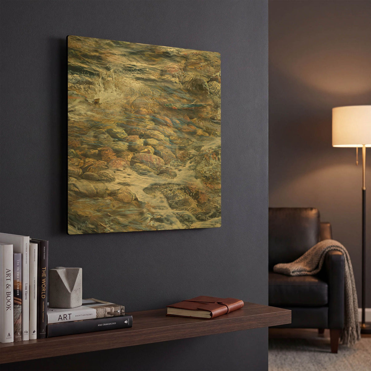 'River Rocks' By Murray Henderson Fine Art Gold Metal Wall Art