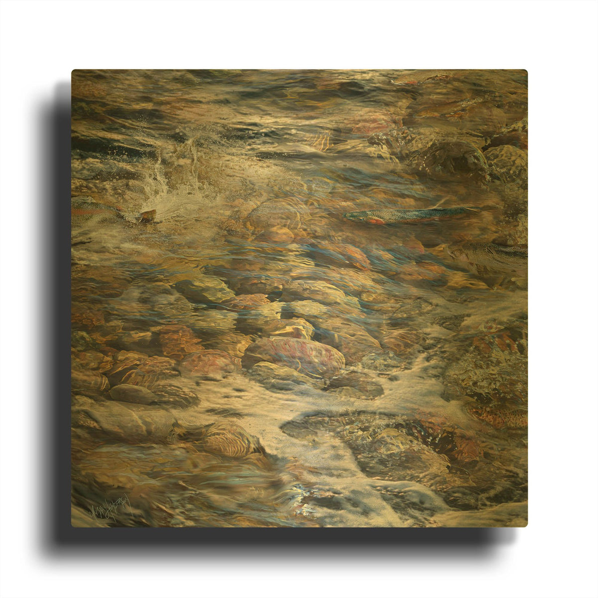 'River Rocks' By Murray Henderson Fine Art Gold Metal Wall Art