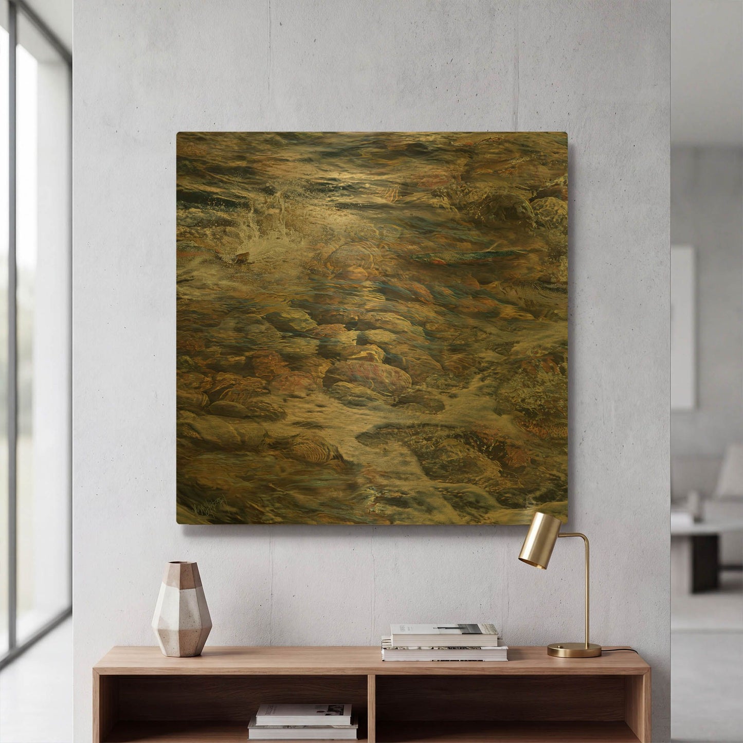 'River Rocks' By Murray Henderson Fine Art Gold Metal Wall Art