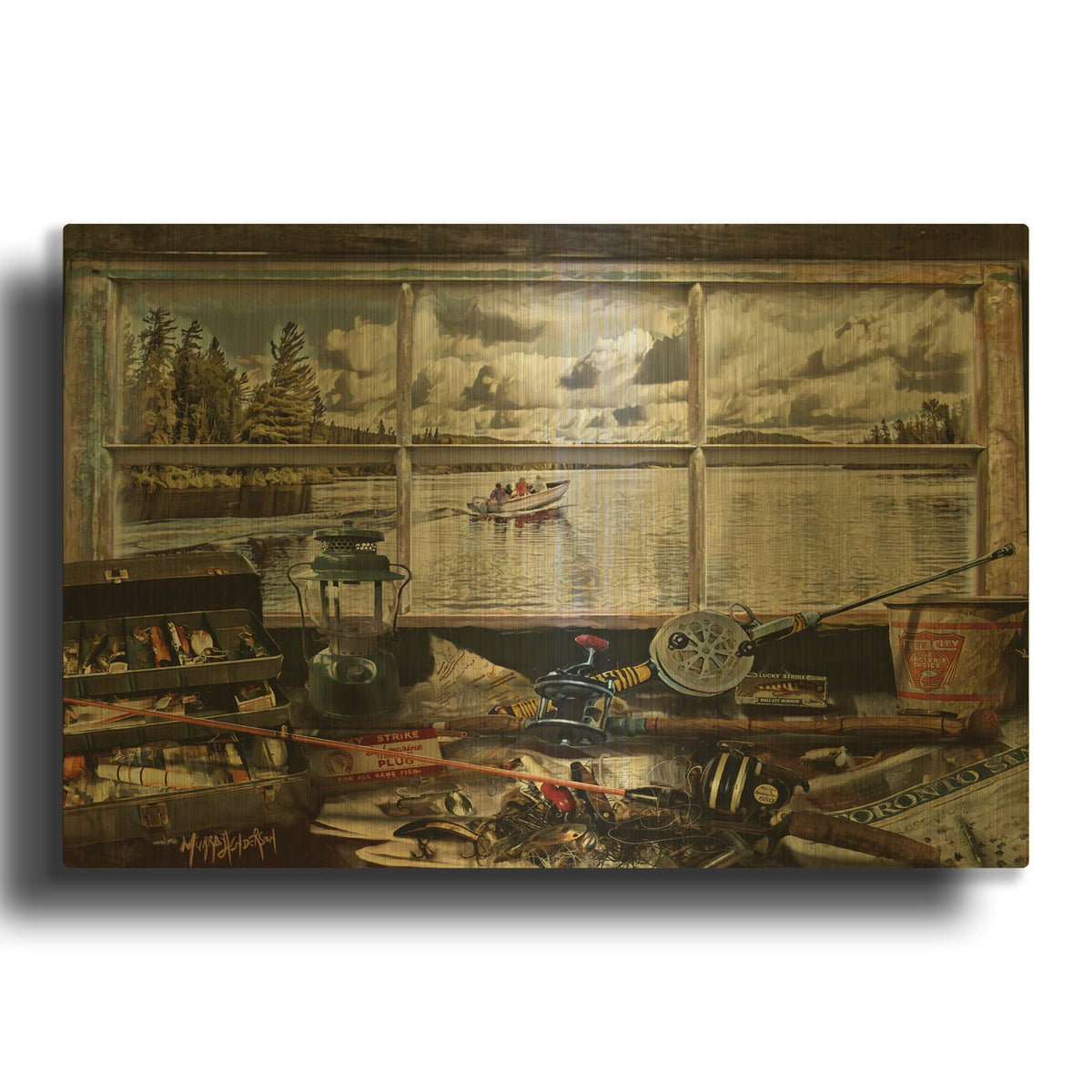 'Gone Fishing' By Murray Henderson Fine Art Gold Metal Wall Art