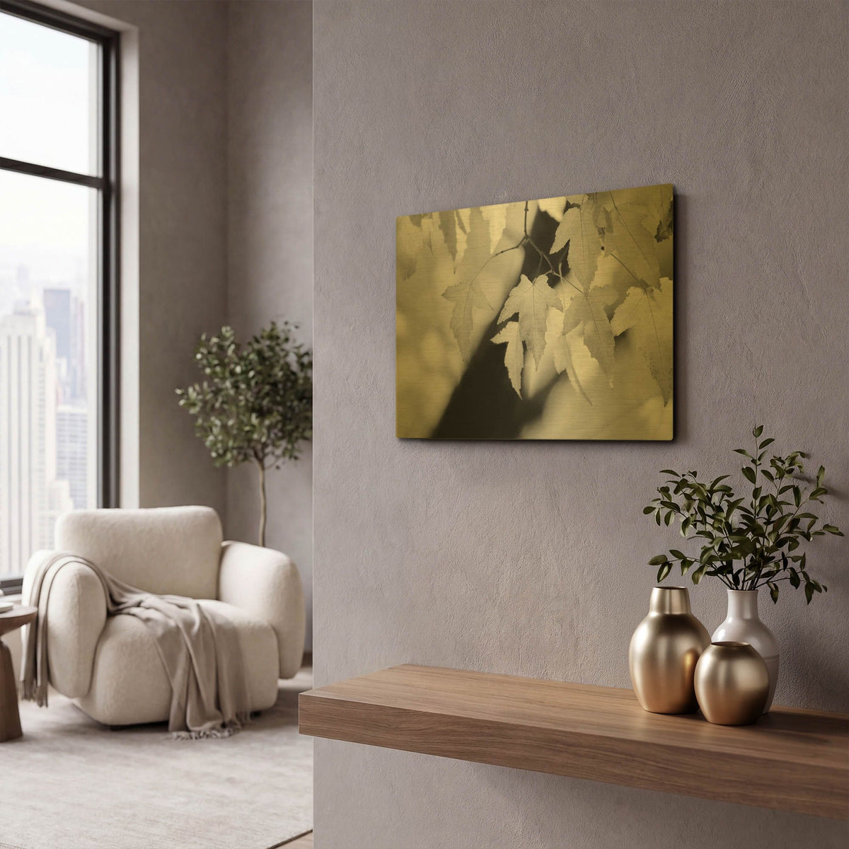 'Leaves and Light' By Nicholas Bell Photography Gold Metal Wall Art