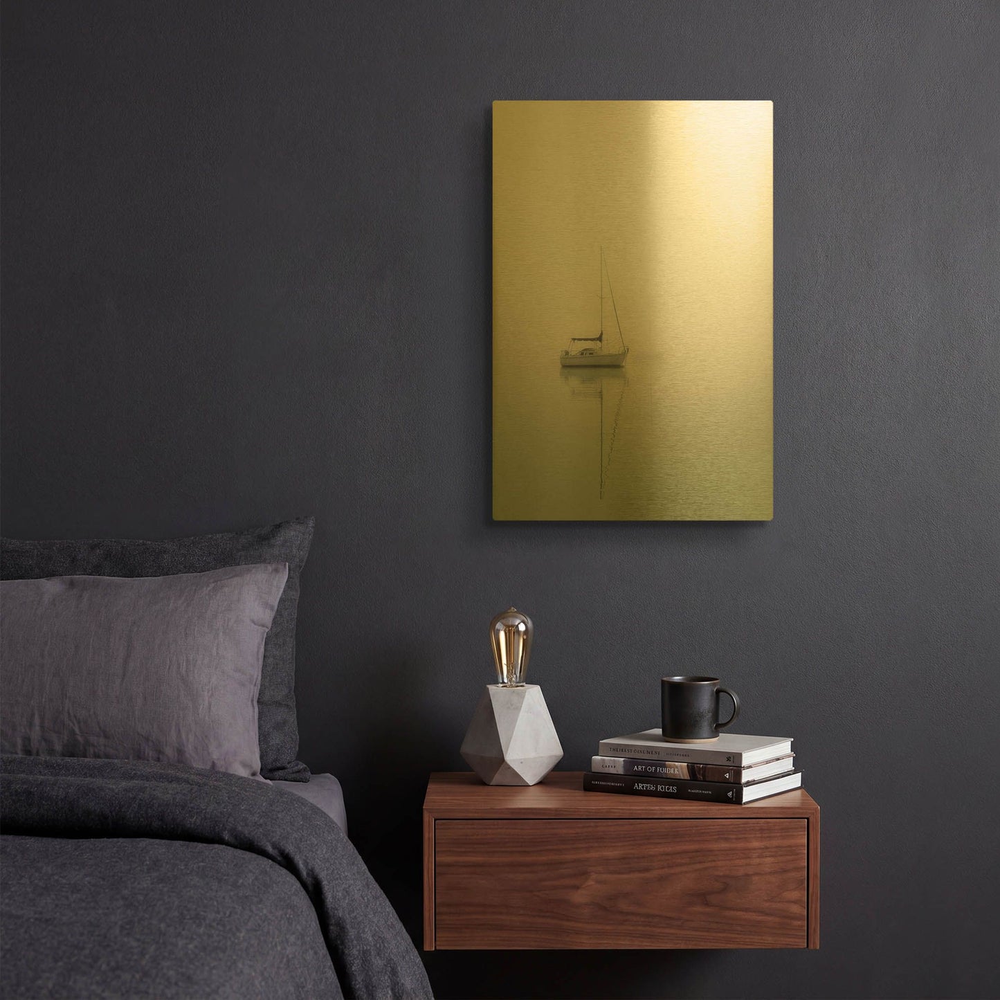 'Sailboats' By Nicholas Bell Photography Gold Metal Wall Art
