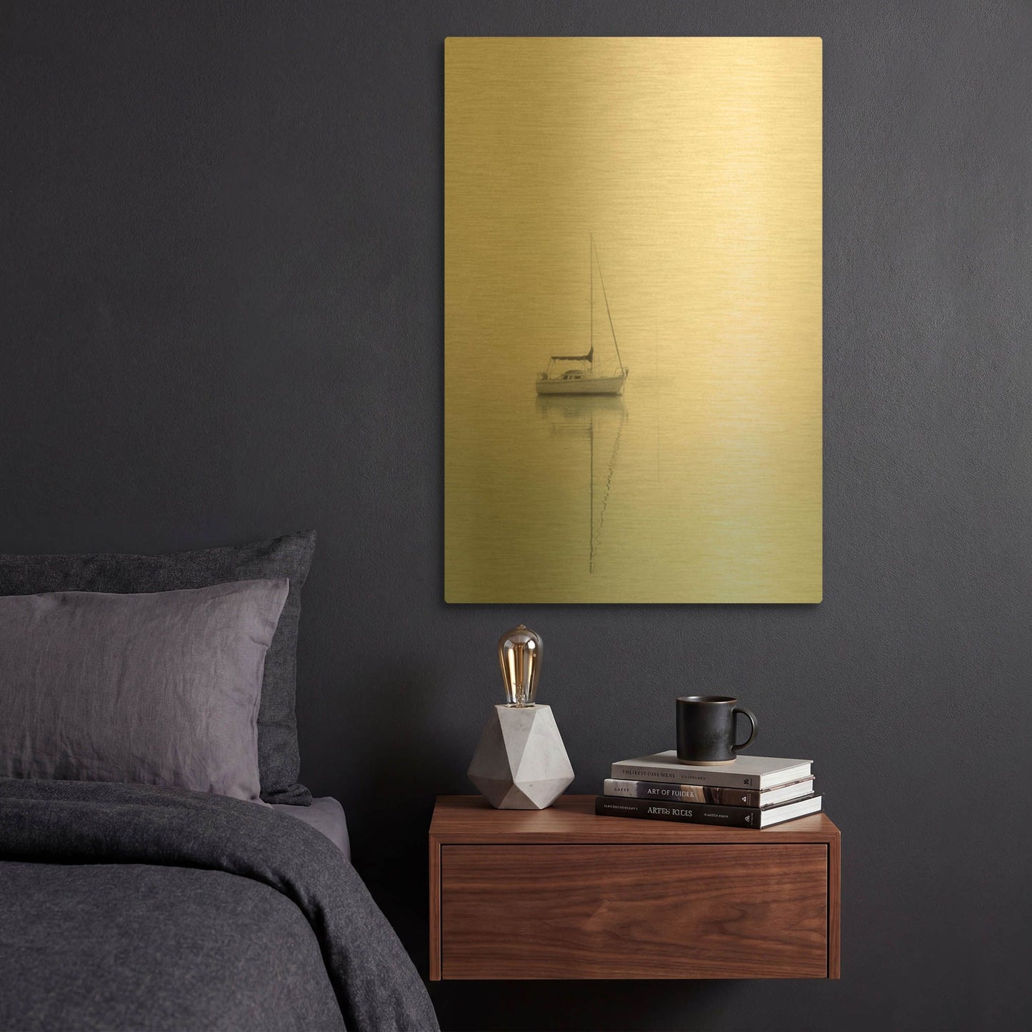 'Sailboats' By Nicholas Bell Photography Gold Metal Wall Art