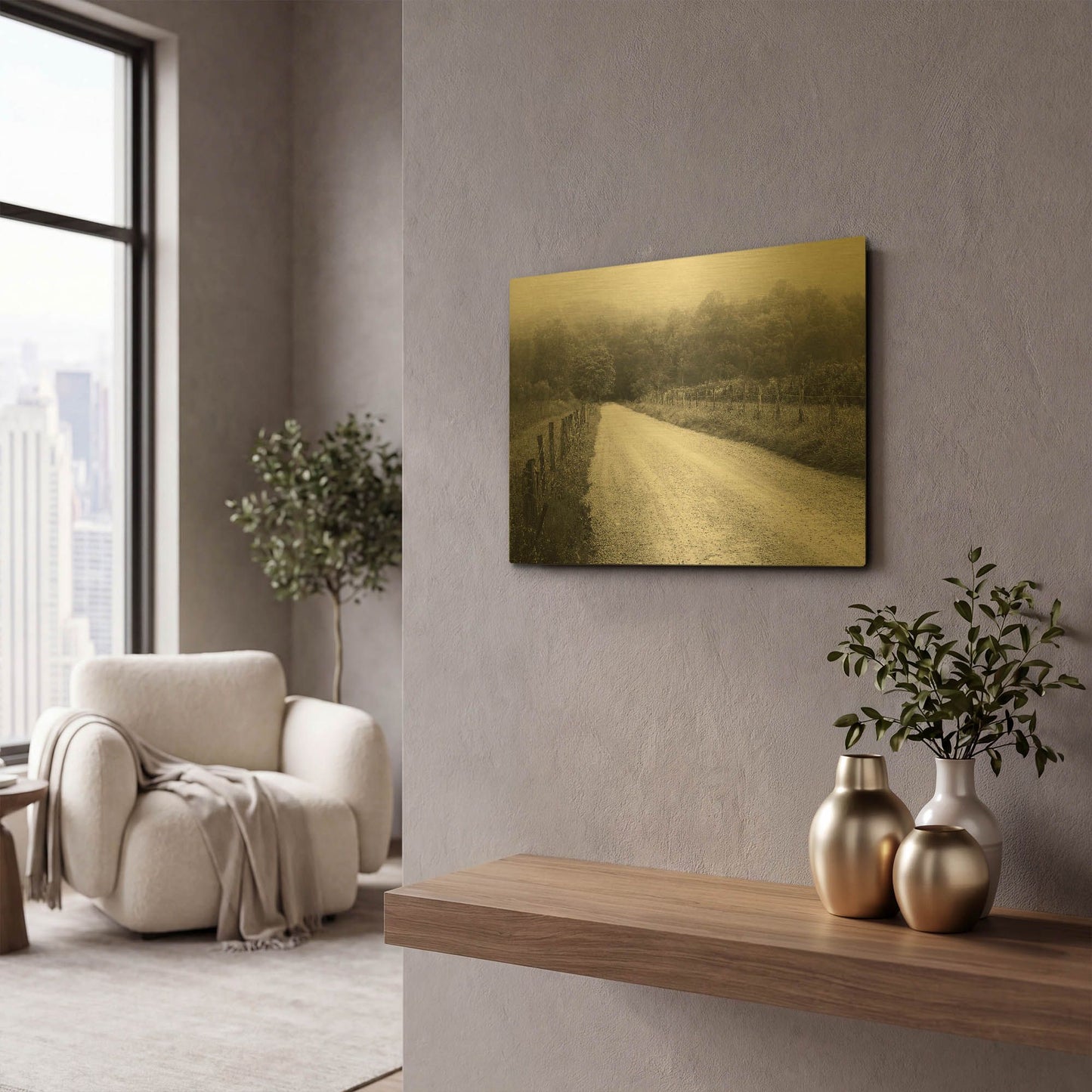 'Timeless Drive' By Nicholas Bell Photography Gold Metal Wall Art