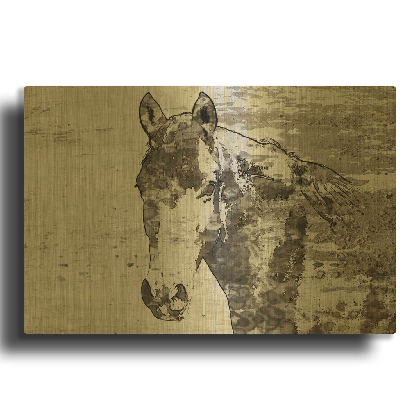 'Portrait of a Horse' By Irena Orlov Gold Metal Wall Art