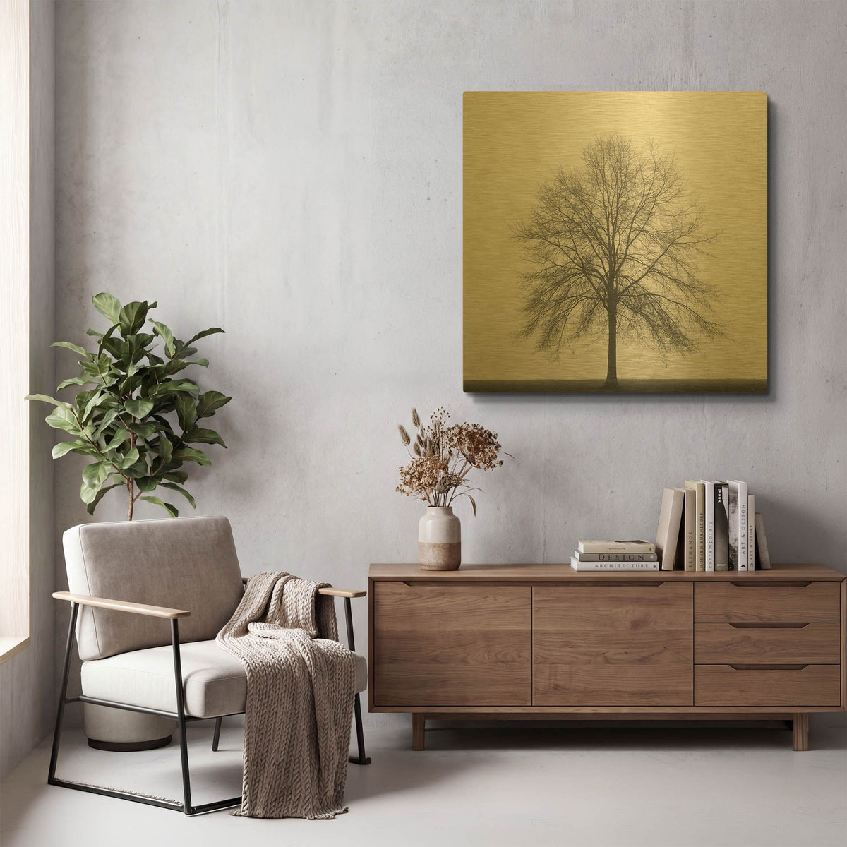 'Winter Trio III' By Nicholas Bell Photography Gold Metal Wall Art