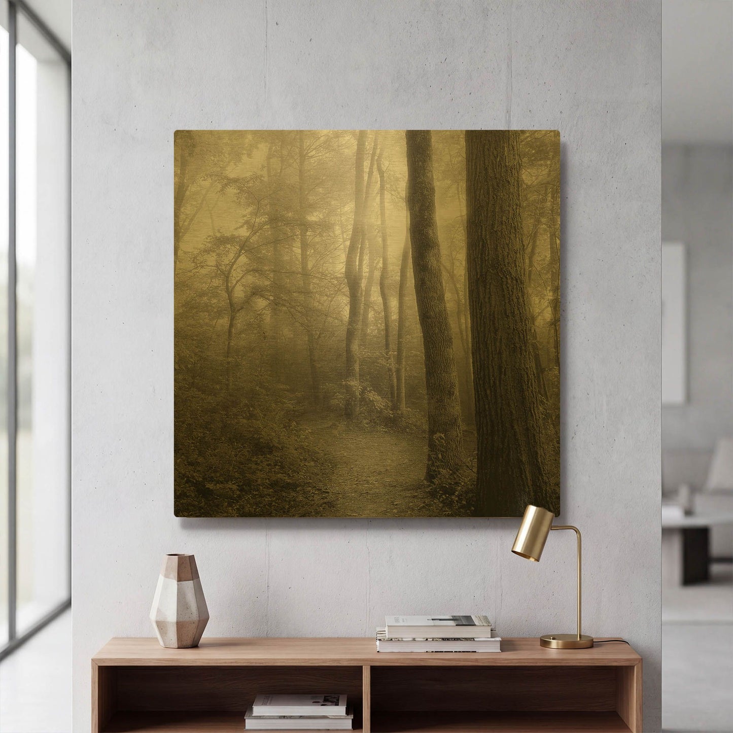 'Woodland Path' By Nicholas Bell Photography Gold Metal Wall Art