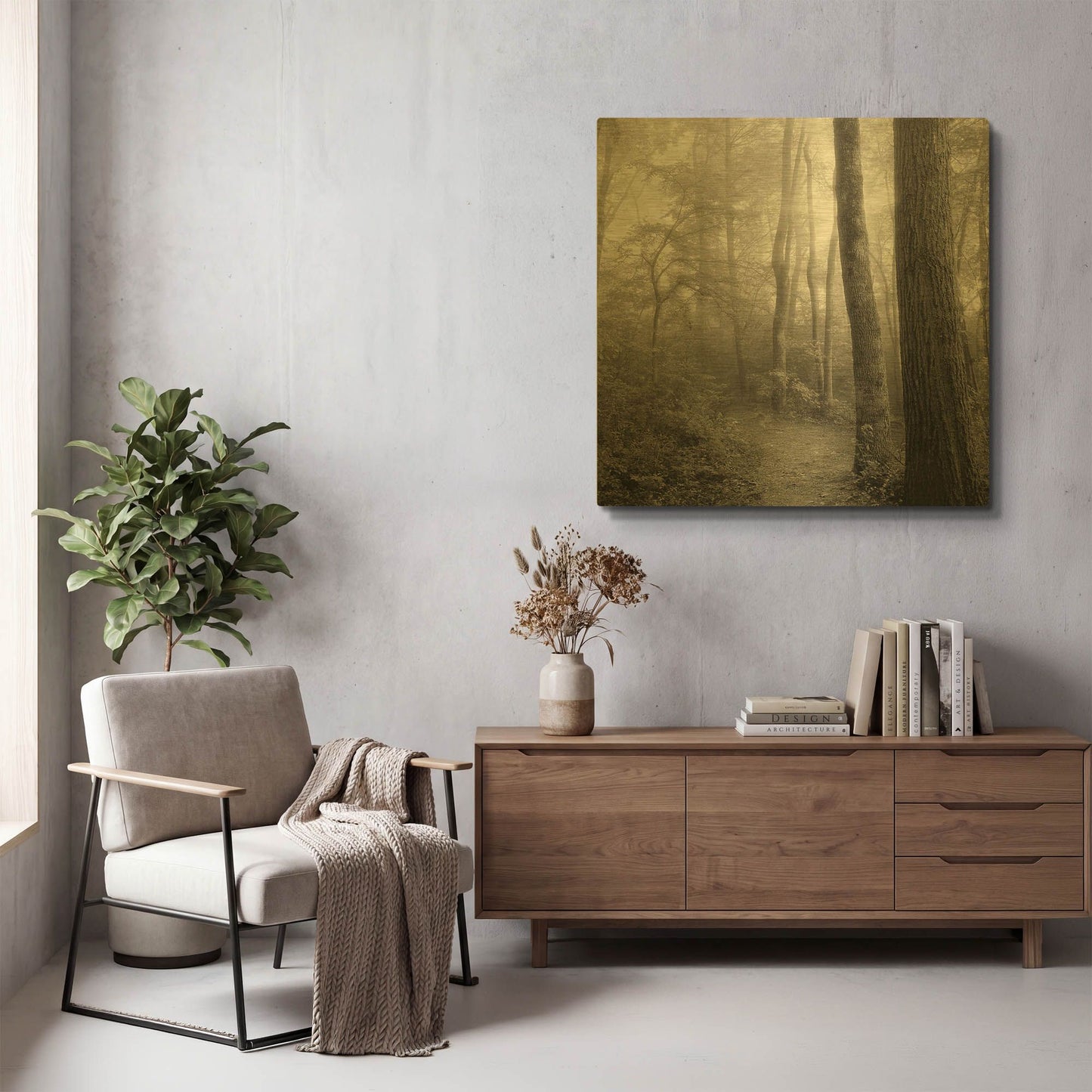 'Woodland Path' By Nicholas Bell Photography Gold Metal Wall Art