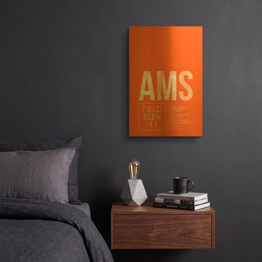 'AMS ATC' By O8 Left Gold Metal Wall Art