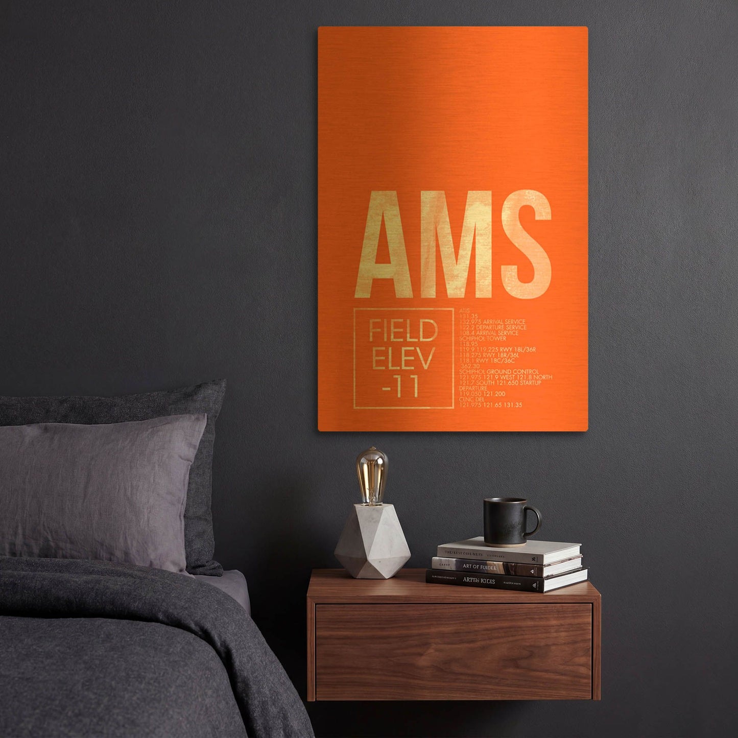 'AMS ATC' By O8 Left Gold Metal Wall Art
