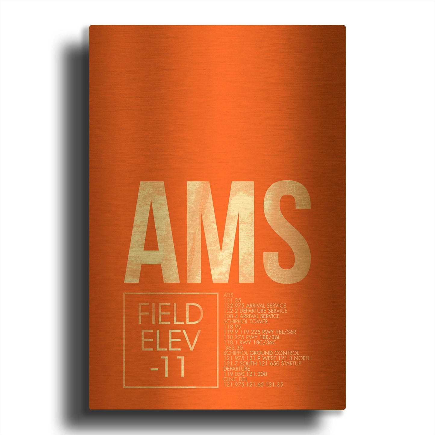 'AMS ATC' By O8 Left Gold Metal Wall Art