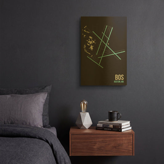 'BOS Airport Layout' By O8 Left Gold Metal Wall Art