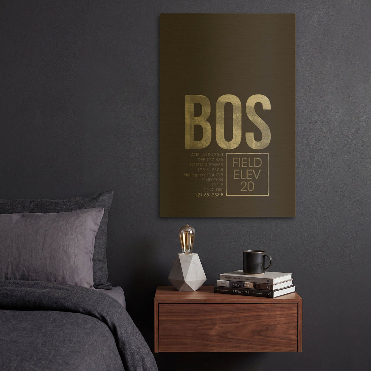 'BOS ATC' By O8 Left Gold Metal Wall Art