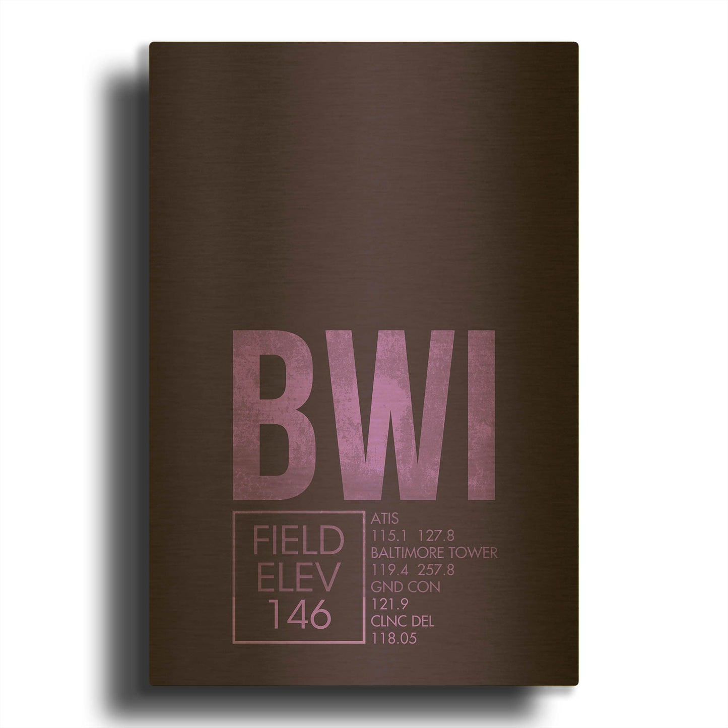 'BWI ATC' By O8 Left Gold Metal Wall Art